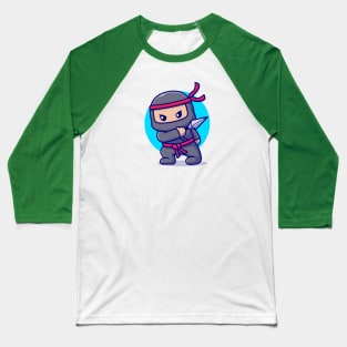 Cute Ninja With Kunai Cartoon Baseball T-Shirt